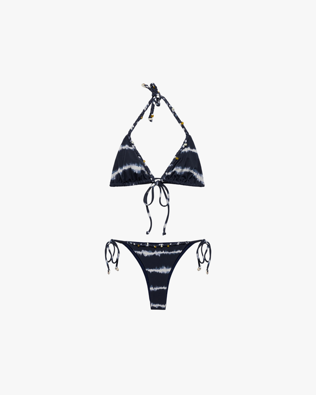 Braided Charm Triangle Bikini Midnight Shibori