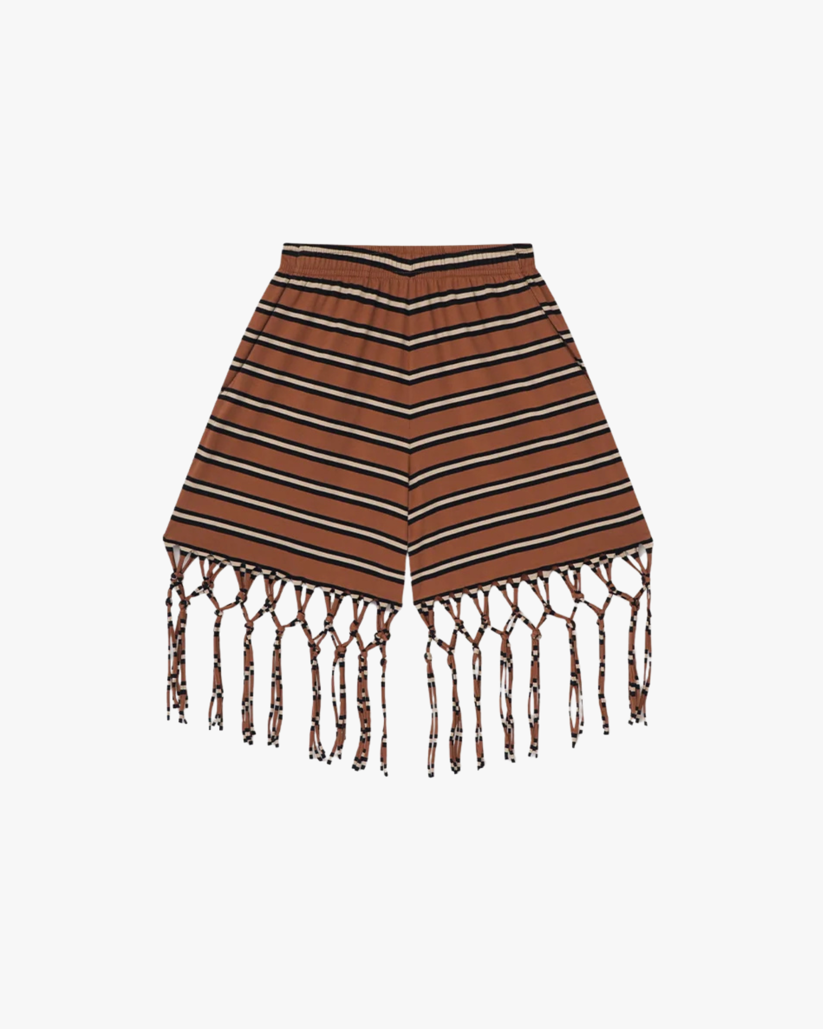 Analu - Jersey Shorts Tan/White/Black Stripe