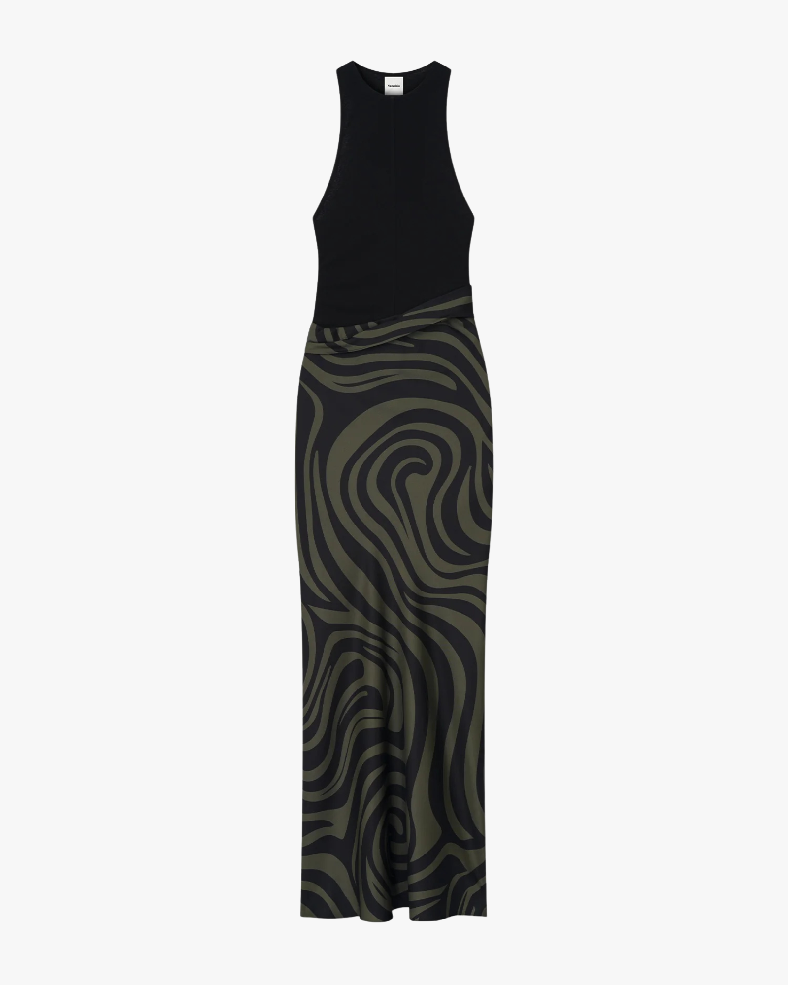 Jordyn Maxi Dress Black Midnight Green Swirl