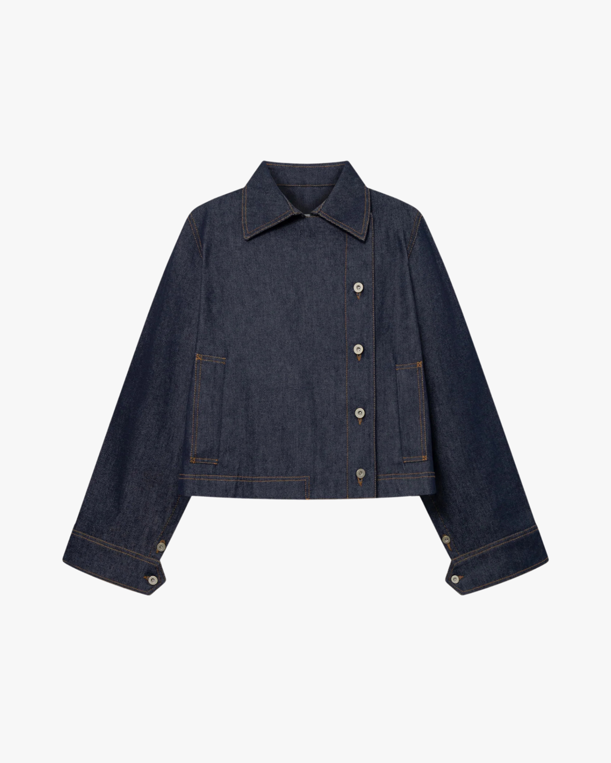 Asymmetric Denim Coat Calypso Blue