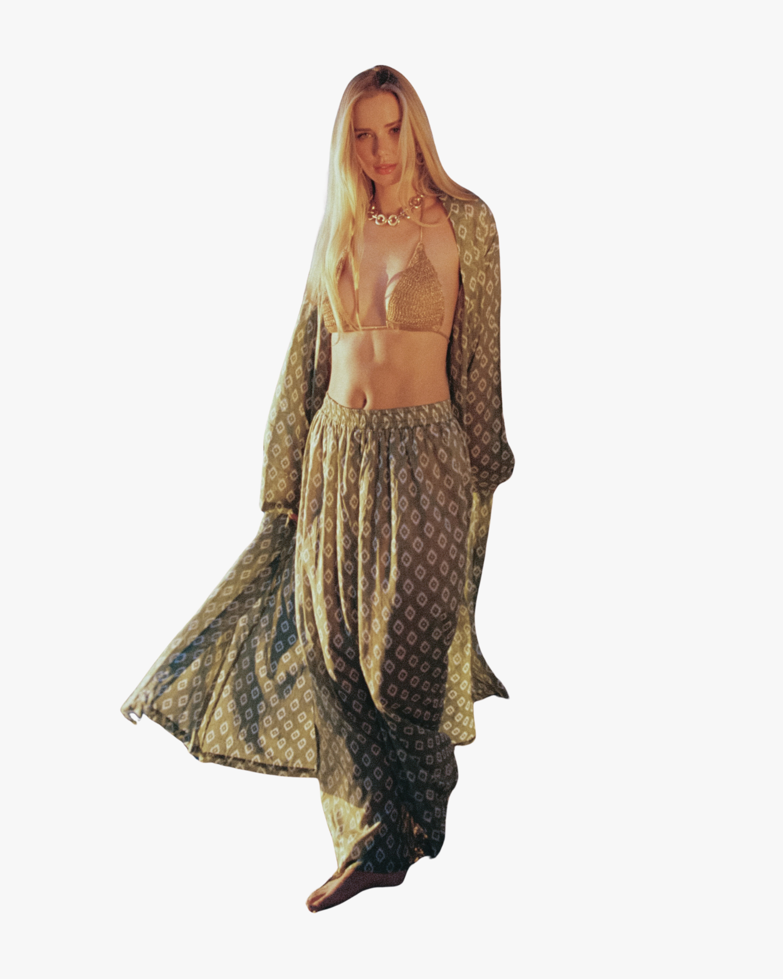 Kimono Set, Trousers And Kimono Light Green