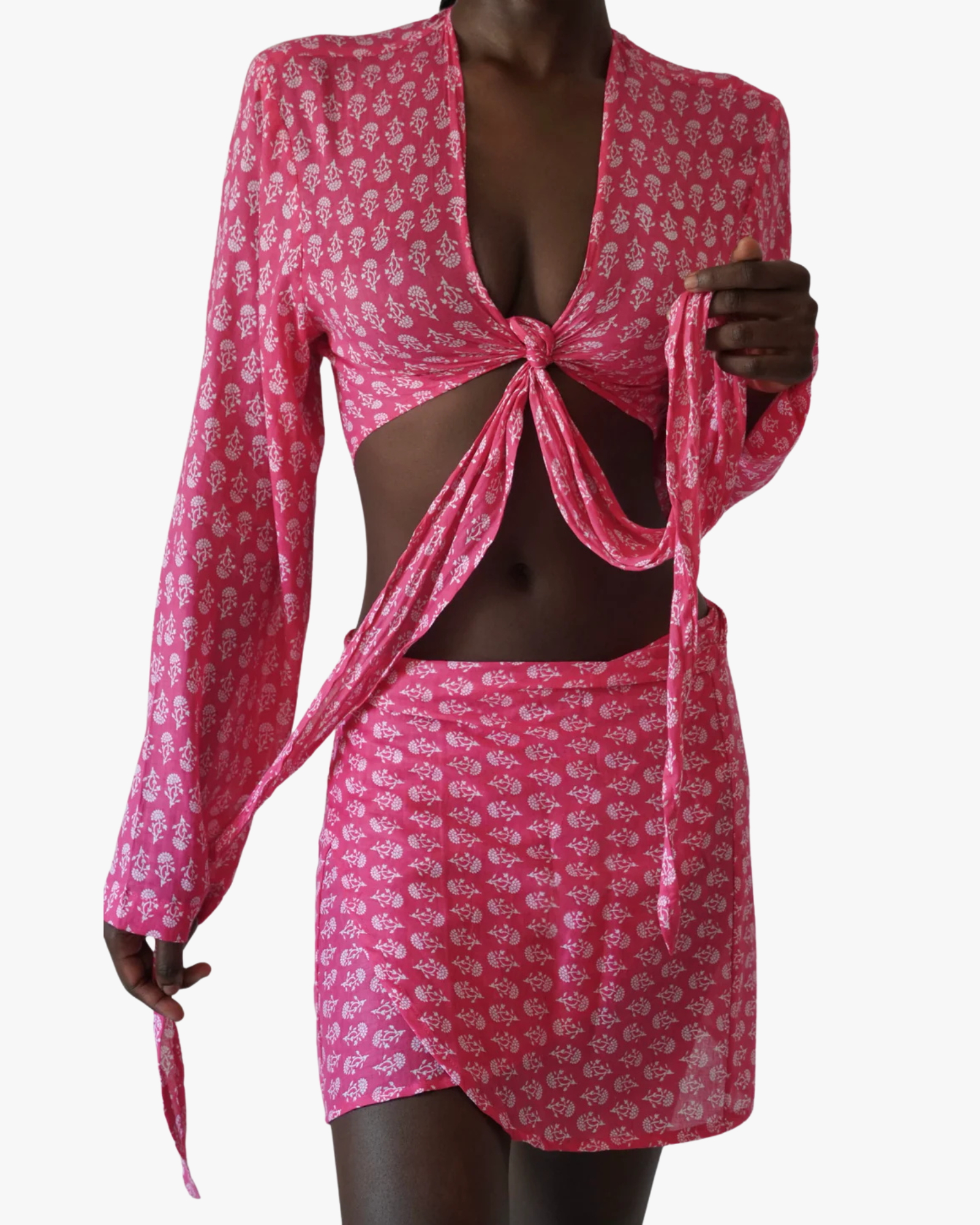 Jua Set, Crop Top And Mini Skirt Pink