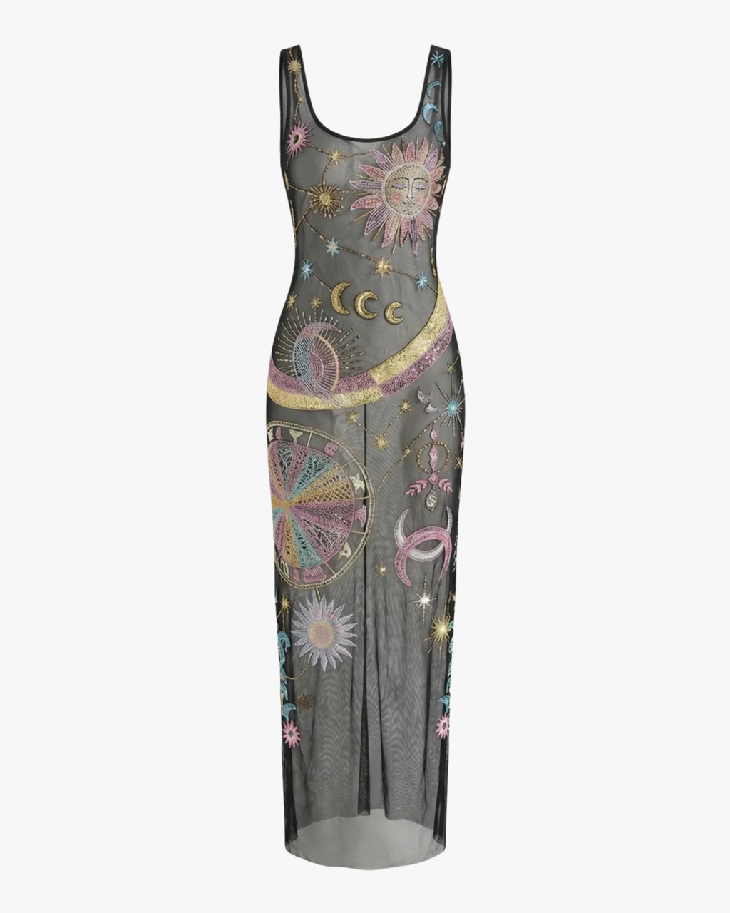 Starlit Cosmos Maxi Dress Black And Gold