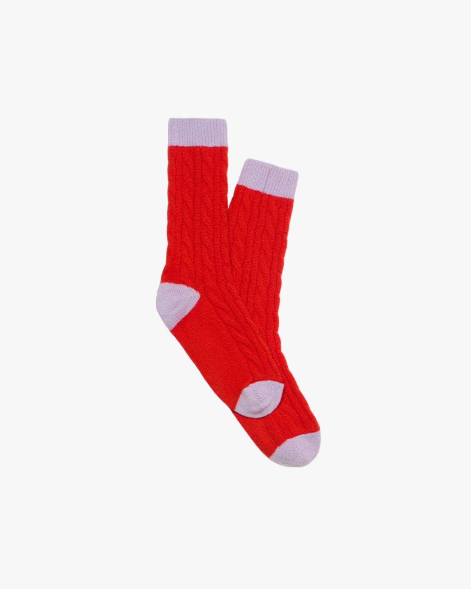 Cashmere Cable Socks Red Chili/Dusk