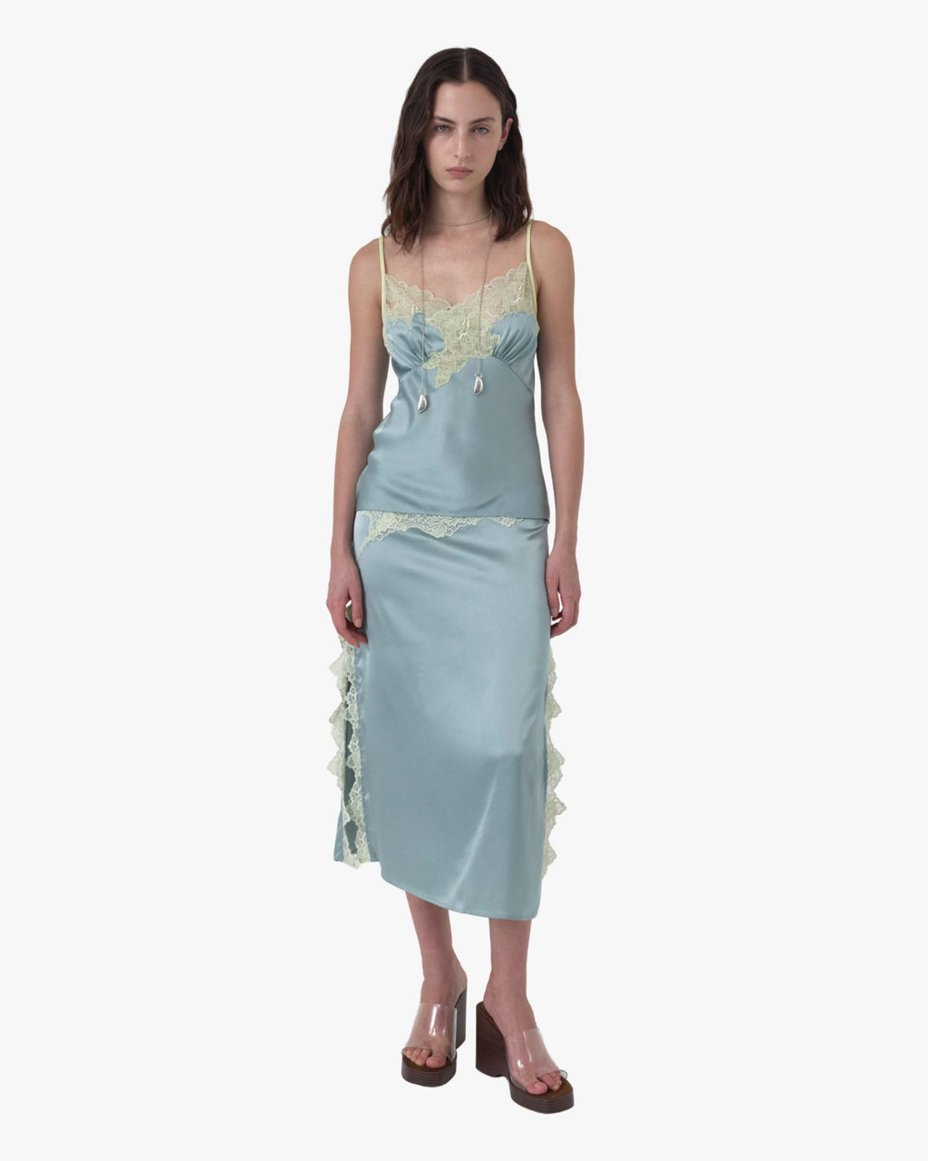 Signature Lace Top Antique Blue/Pistachio