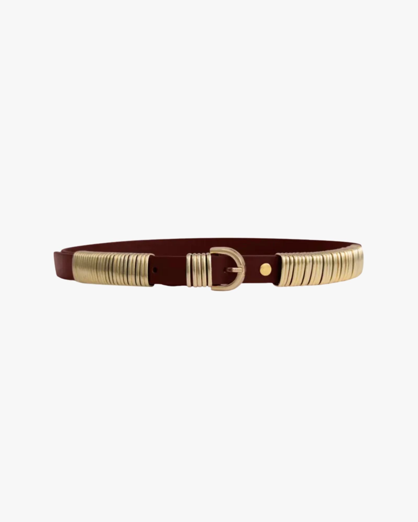 Belt Suede Ring Brown With Gold