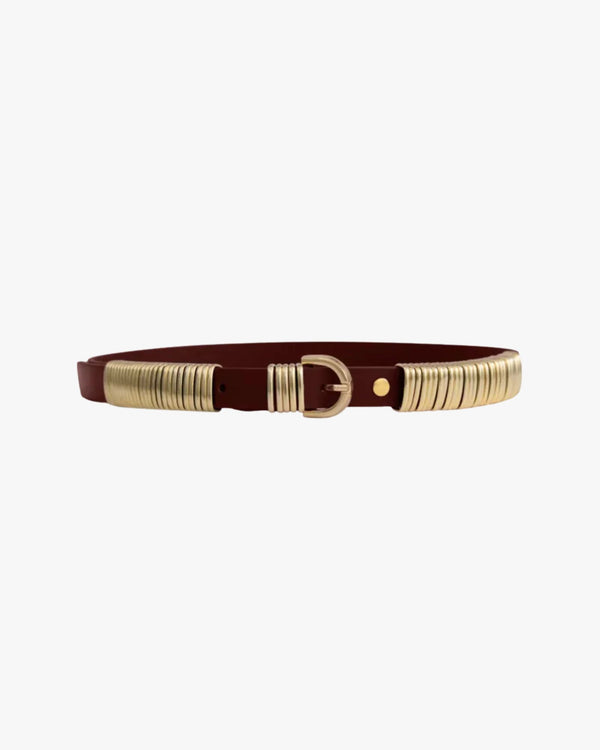 Belt Suede Ring Brown With Gold