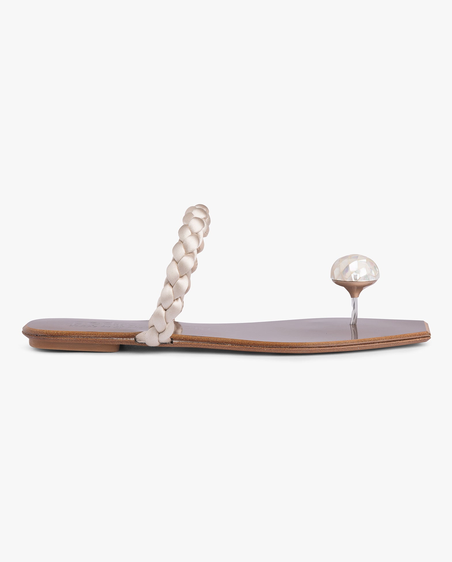 Velia Flat Crystal Slide In Leather