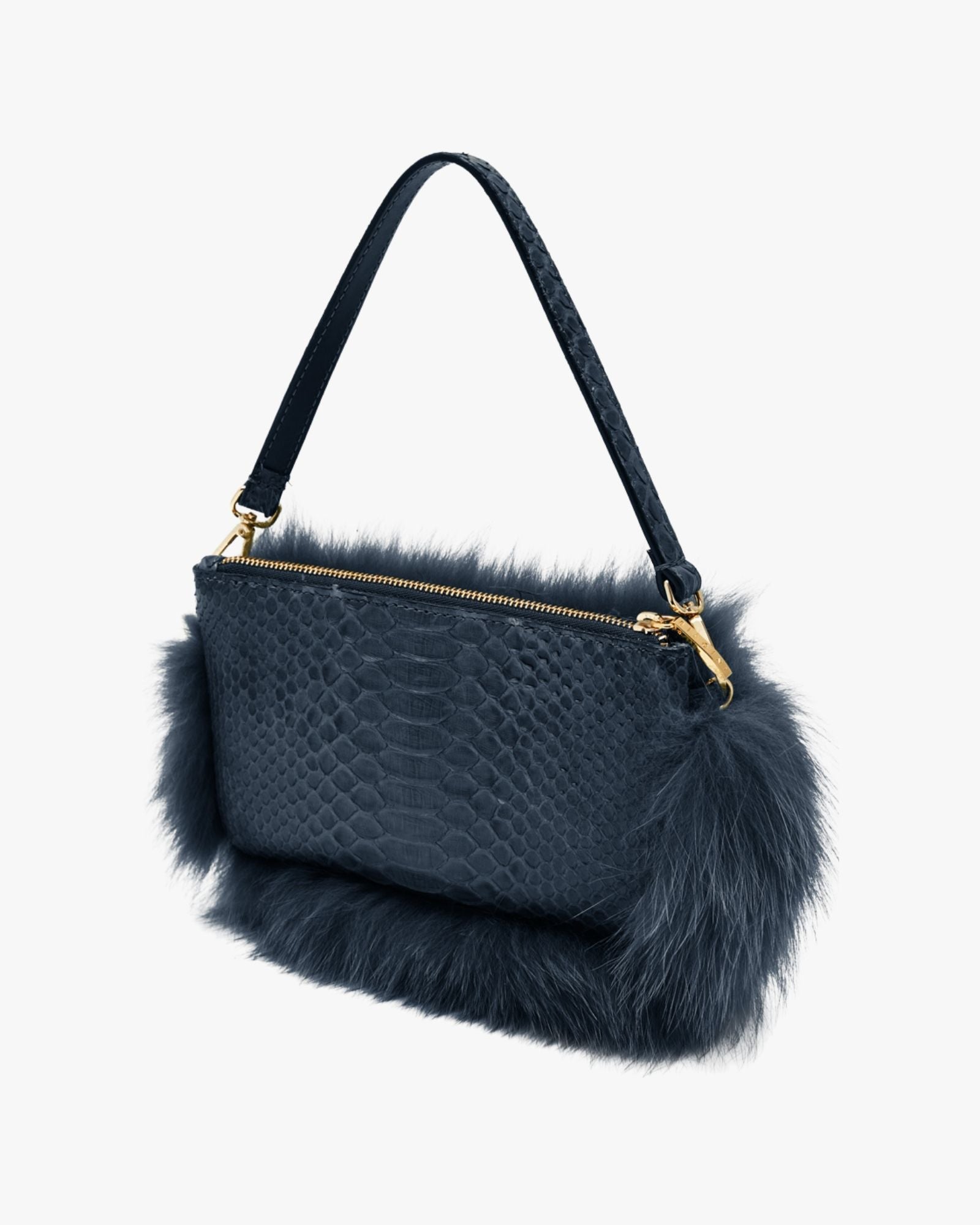 Small Pouch In Fox And Python Dark Blue Vicky Pochette