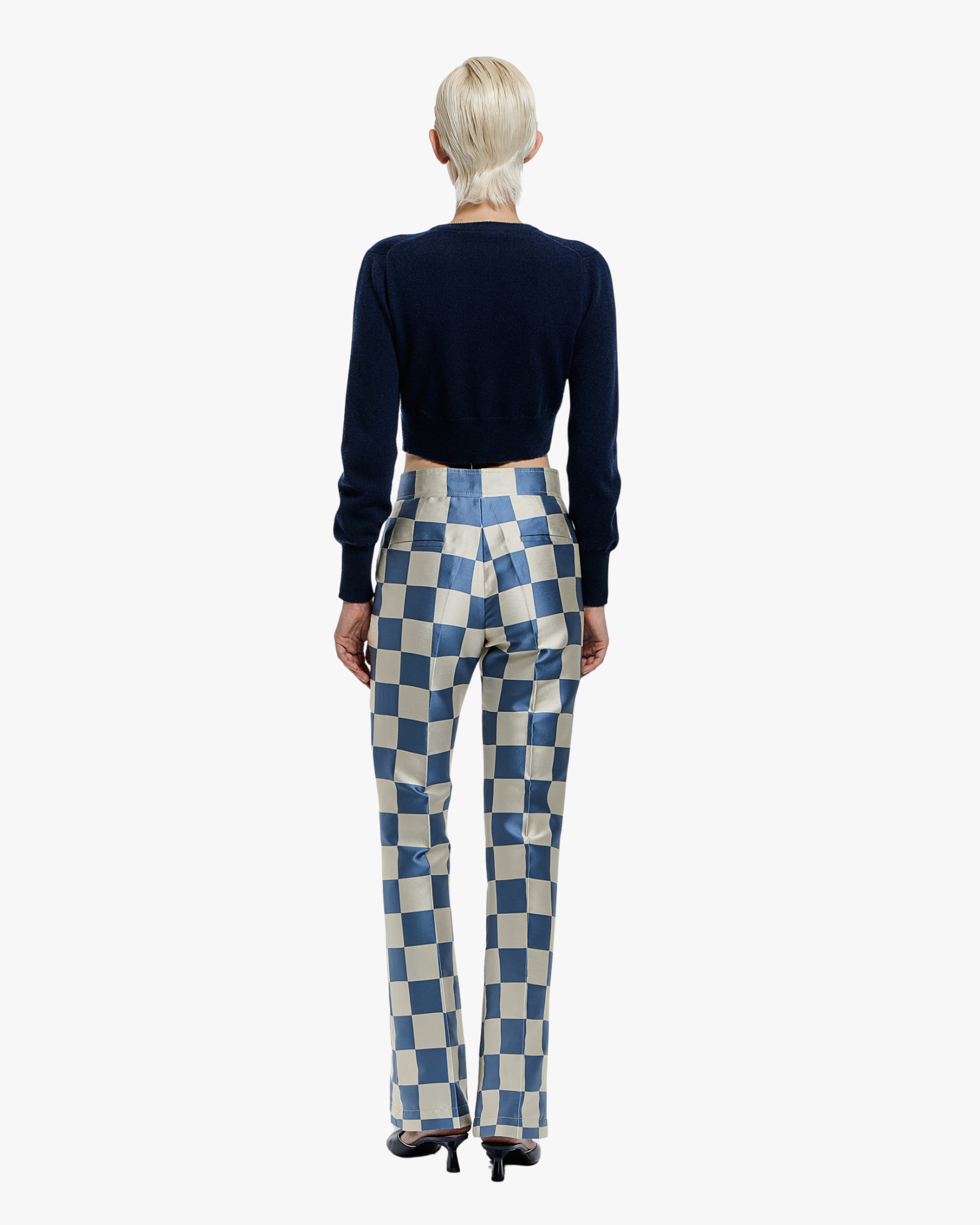 Cropped Cardigan with Little Fish Blu Grafite