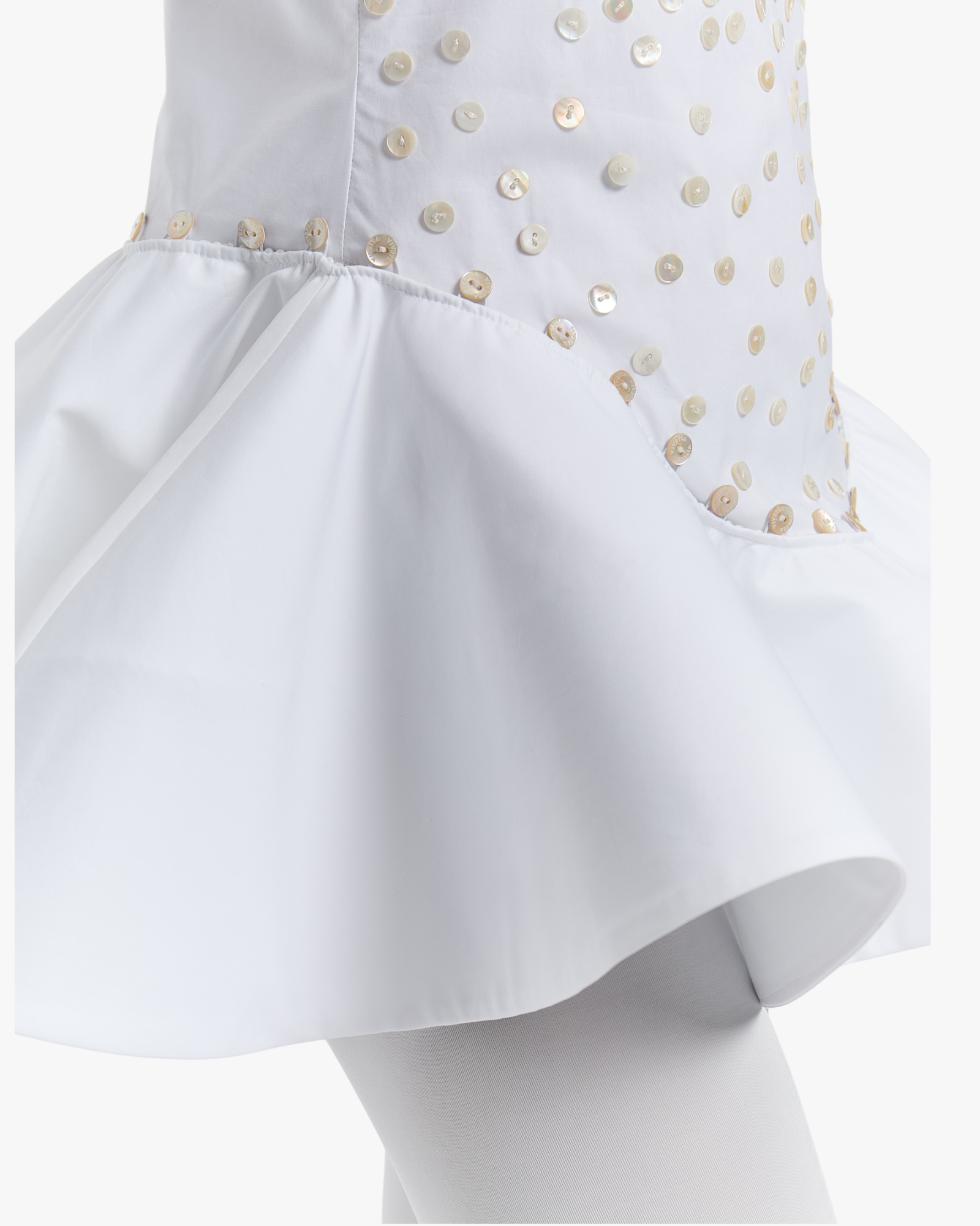 Top With Detachable Embroidered Bottom Flounce Optical White