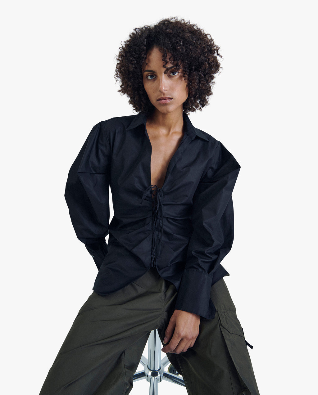 Poplin Shirt with Signature Sleeve And Lacing