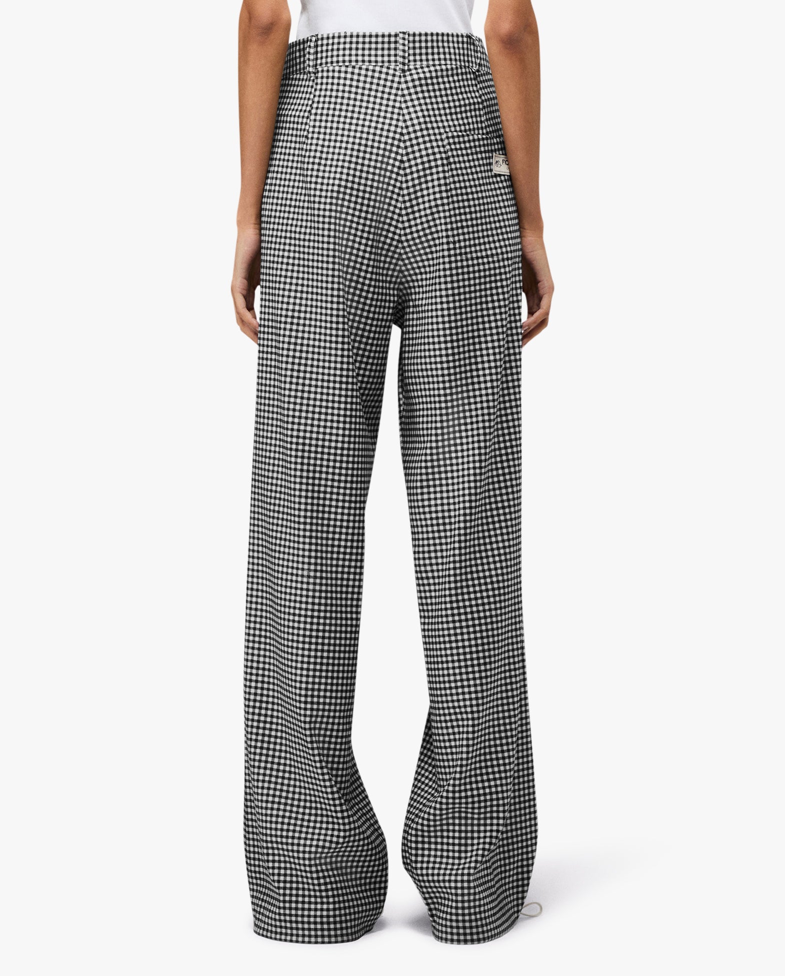 Womens Black and White Gingham Trousers