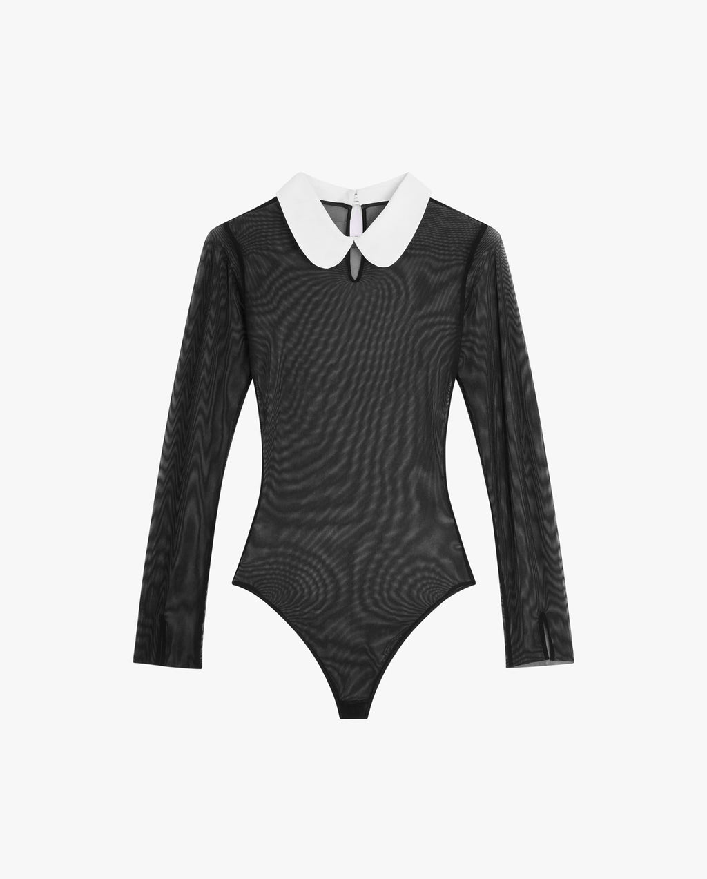 Black Tulle Collared Bodysuit