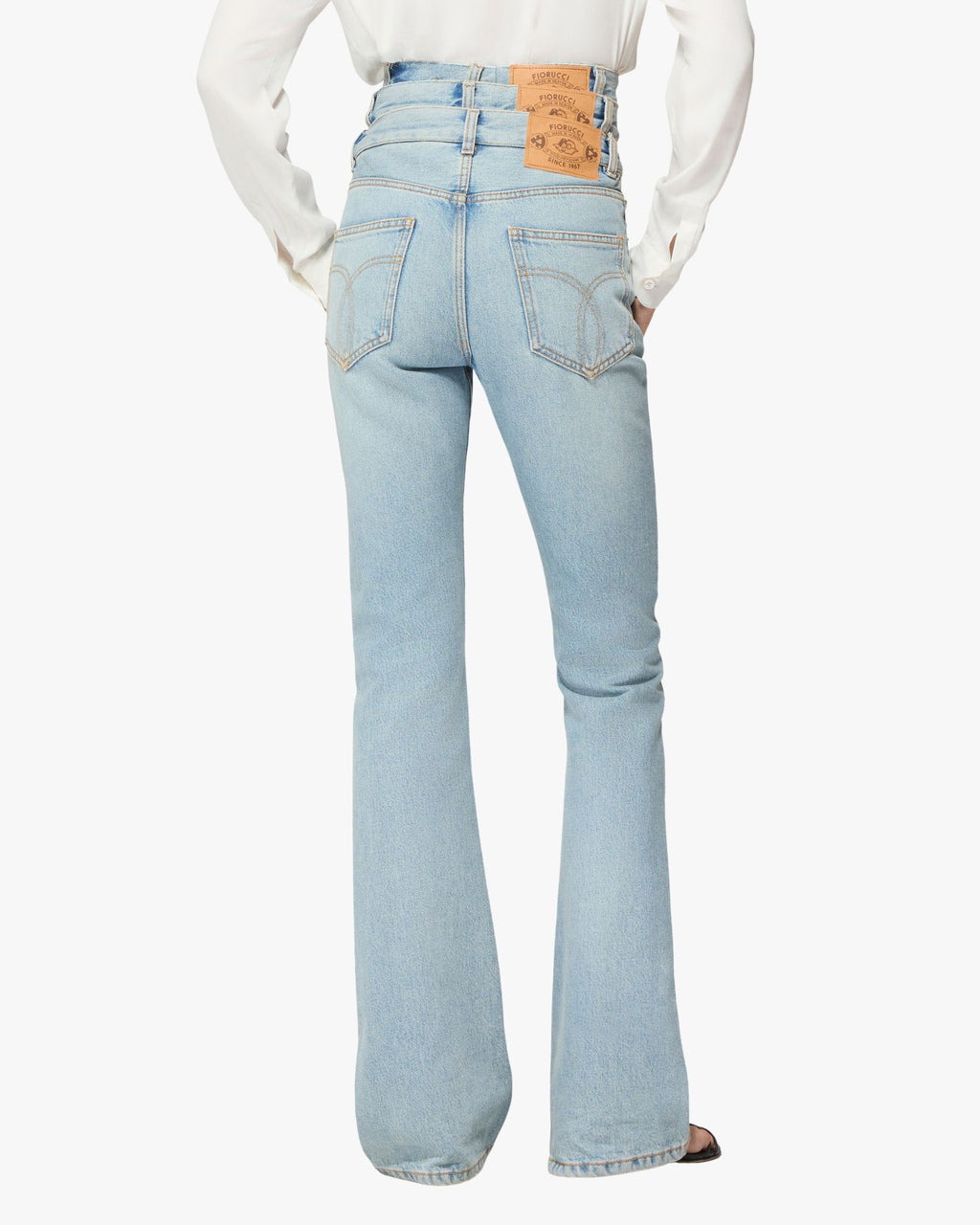 Womens Light Blue Triple Layer Flared Jeans Blue