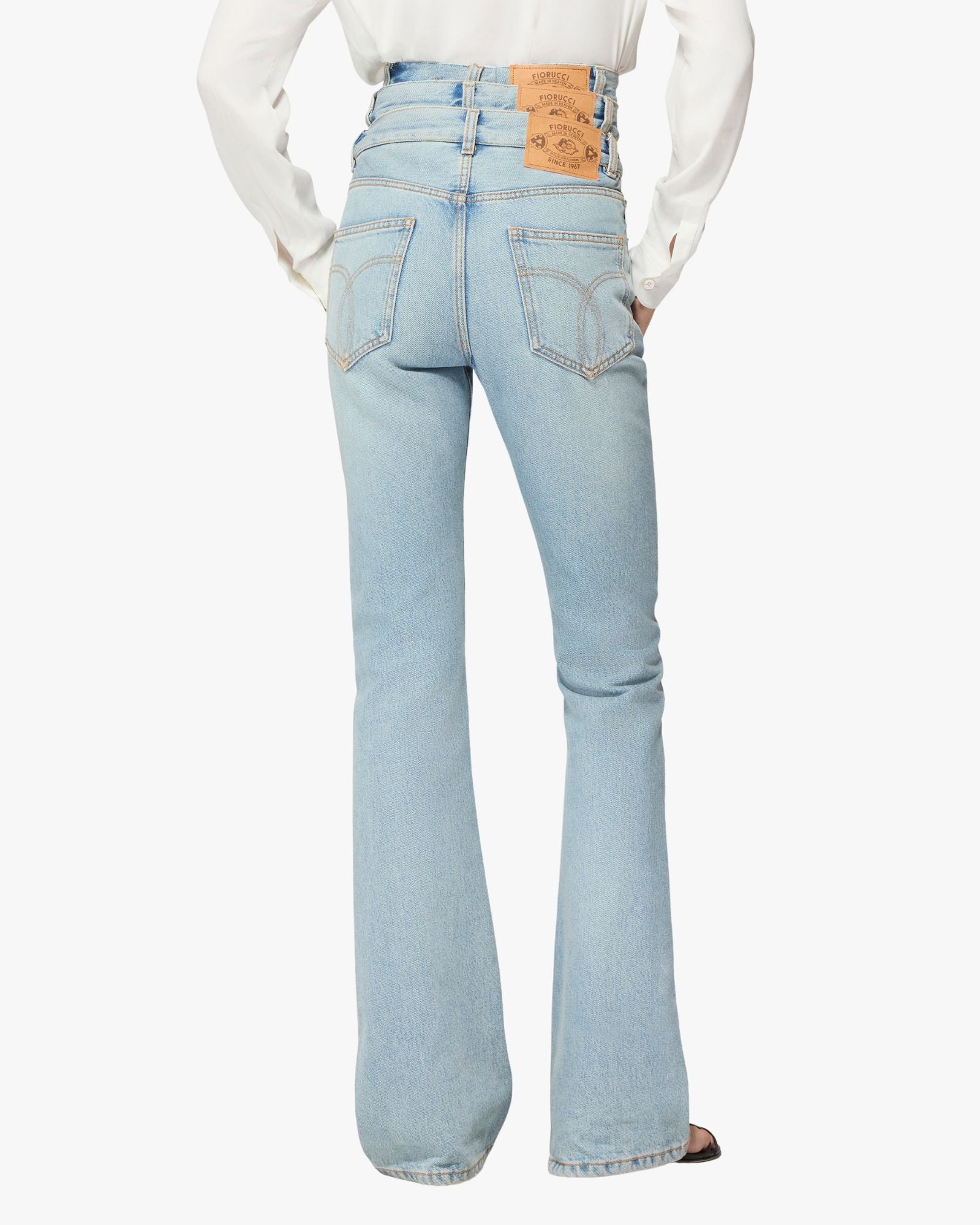 Womens Light Blue Triple Layer Flared Jeans Blue