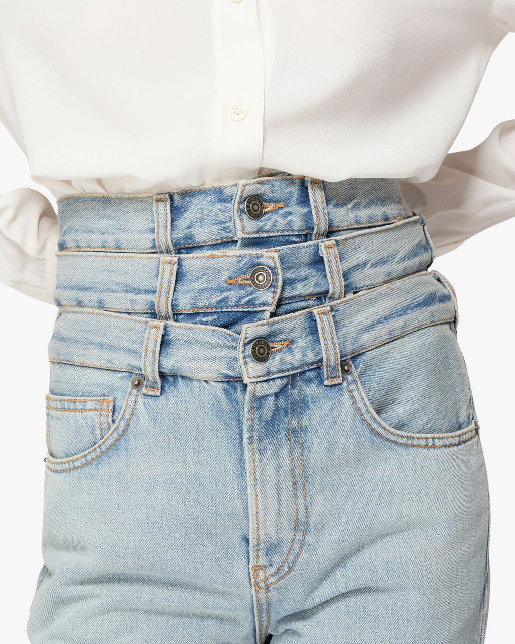 Womens Light Blue Triple Layer Flared Jeans Blue