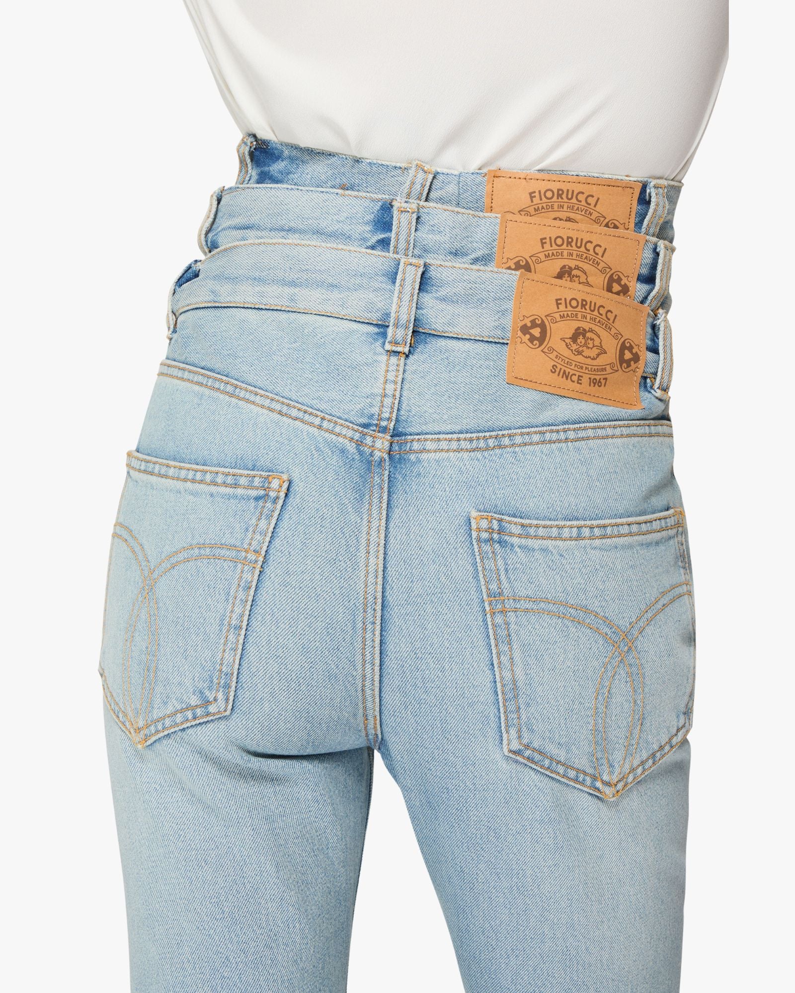 Womens Light Blue Triple Layer Flared Jeans Blue