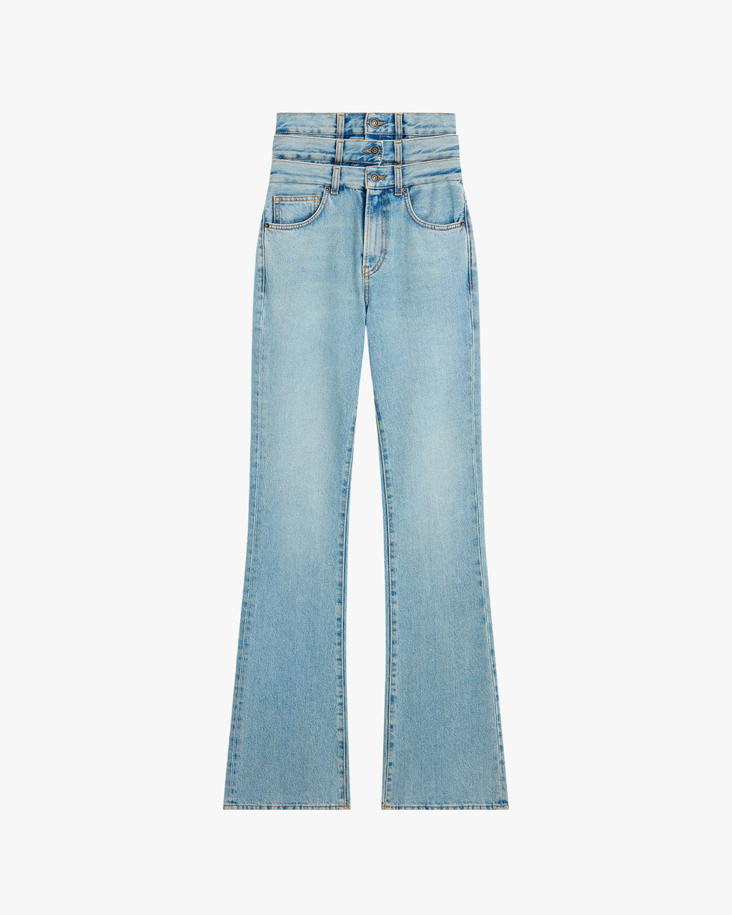 Womens Light Blue Triple Layer Flared Jeans Blue