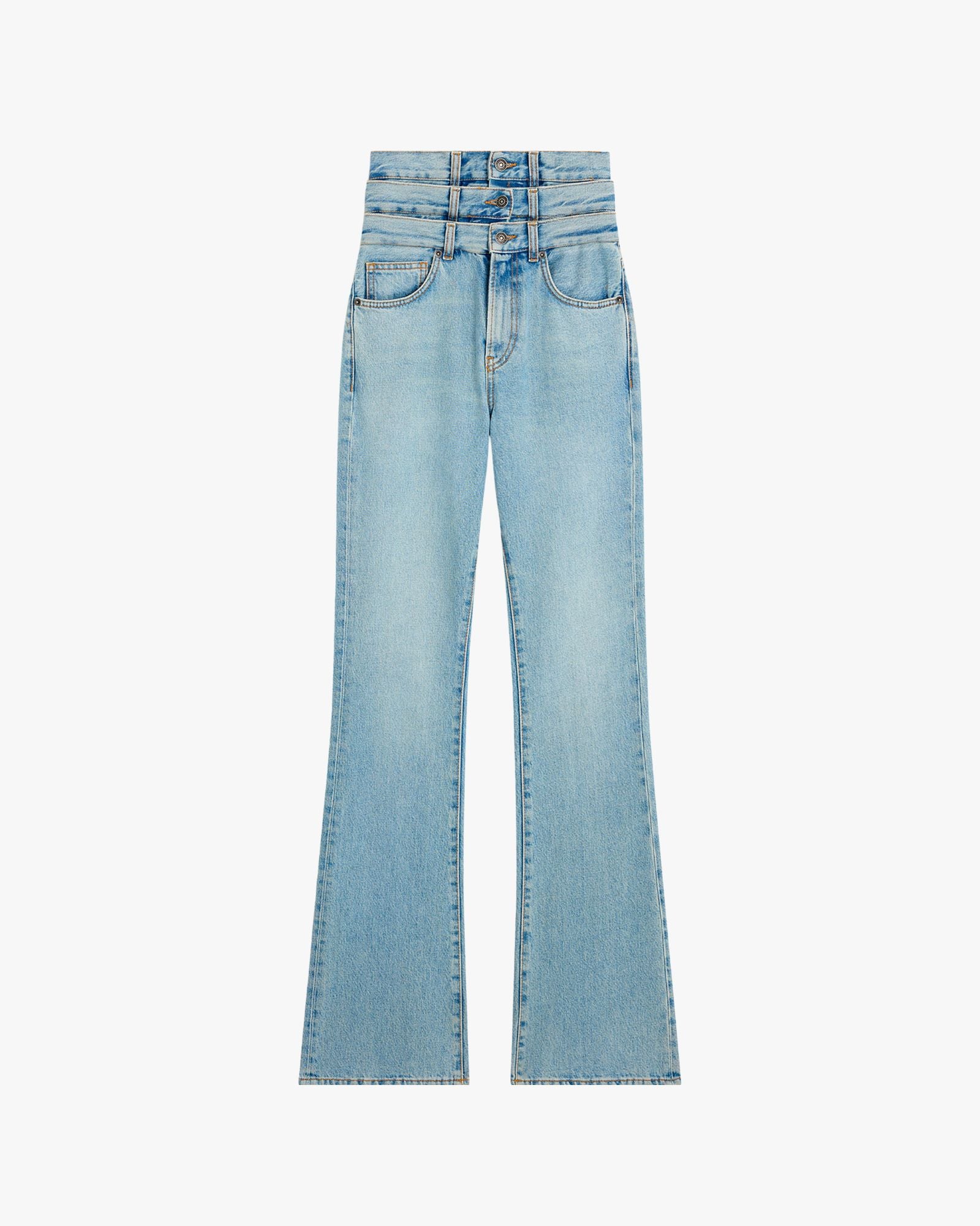 Womens Light Blue Triple Layer Flared Jeans Blue