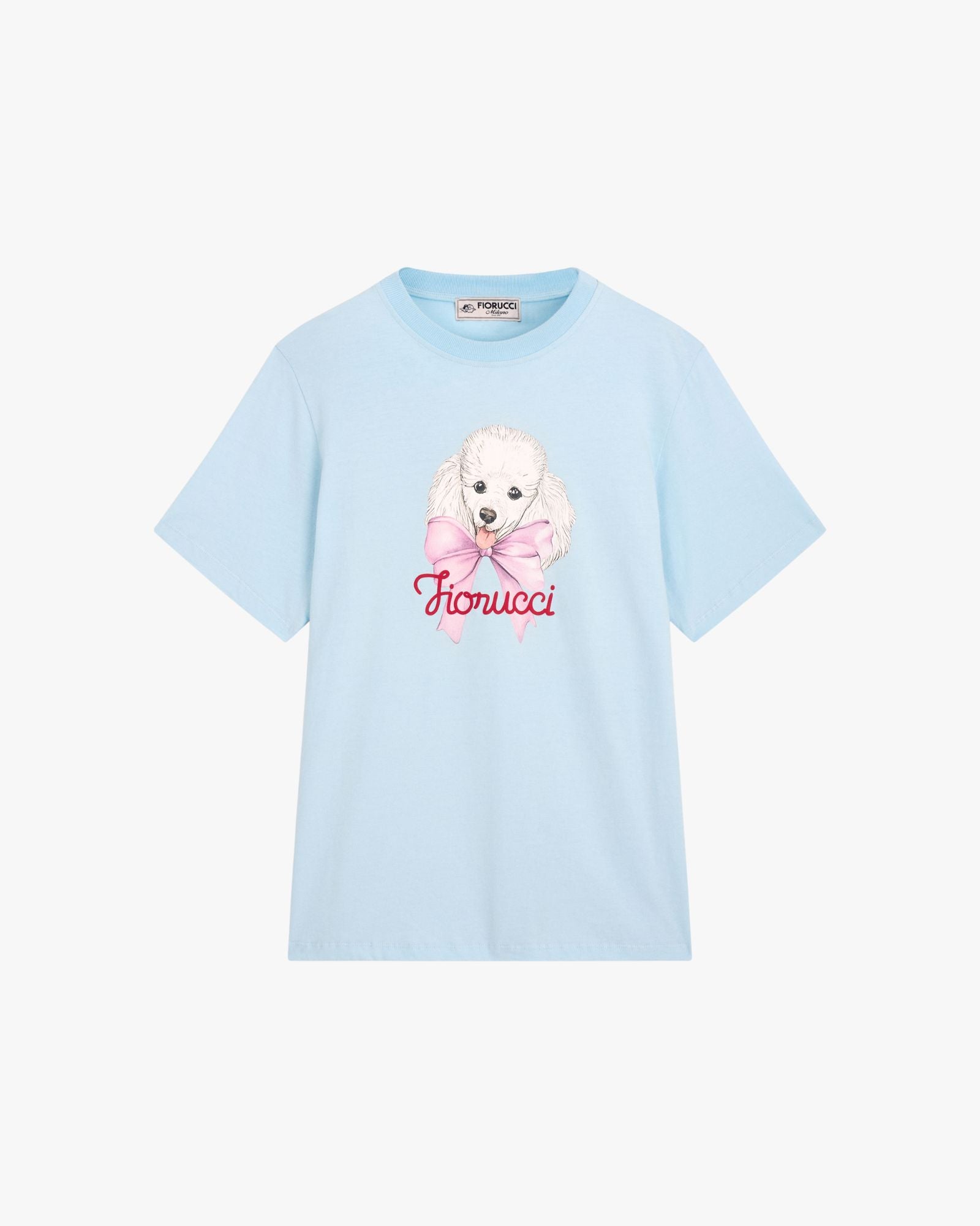 Poodle Logo Print Regular T-Shirt Blue