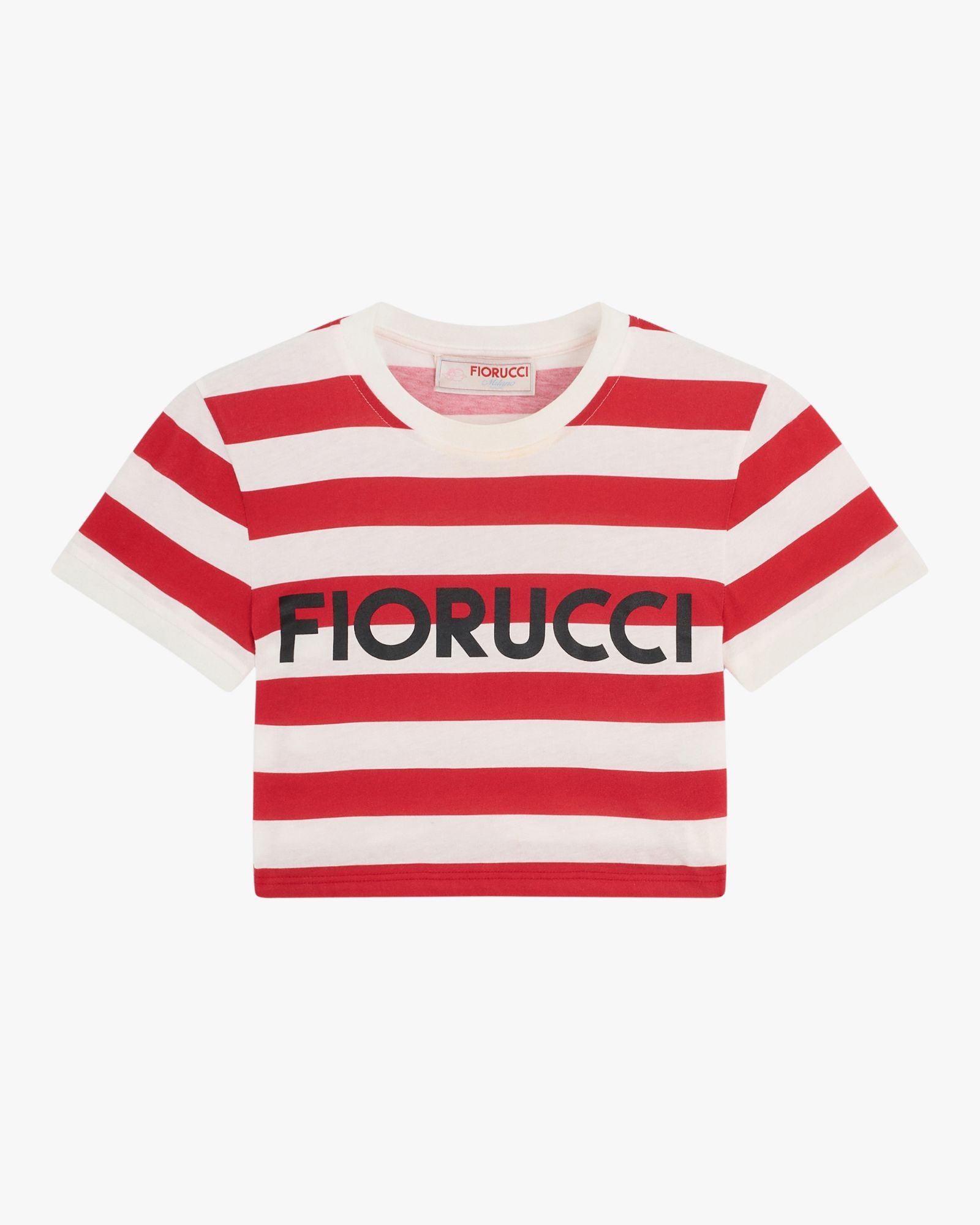Striped Logo Cropped Baby T-Shirt Red