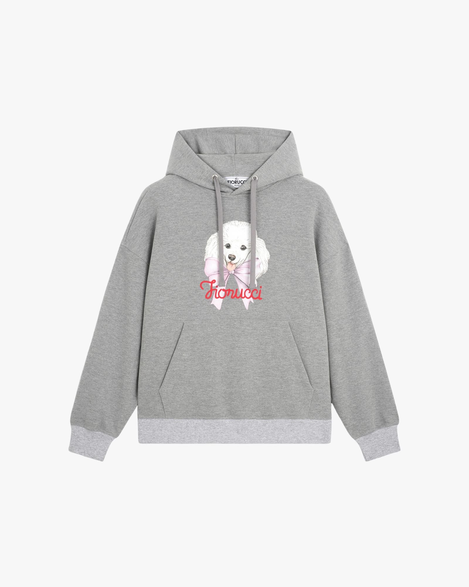 Grey Poodle Logo Print Relaxed Hoodie Grey