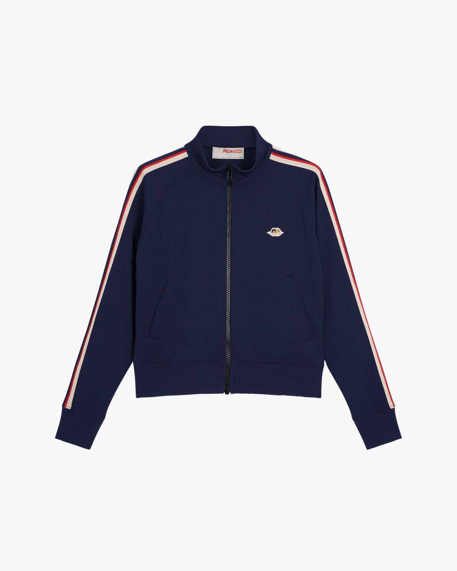 Navy Angel Patch Cropped Track Sweatshirt Blue