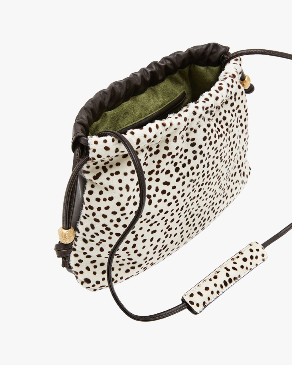 Small Handheld Bag In Long-Haired Calfskin Dark Brown Womb Mignon Peggy