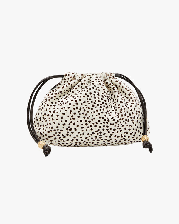 Small Handheld Bag In Long-Haired Calfskin Dark Brown Womb Mignon Peggy