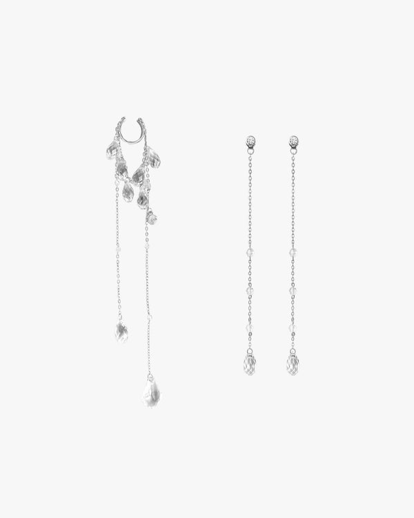 Ear Set Silver: Earrings and Ear Cuff - Wet