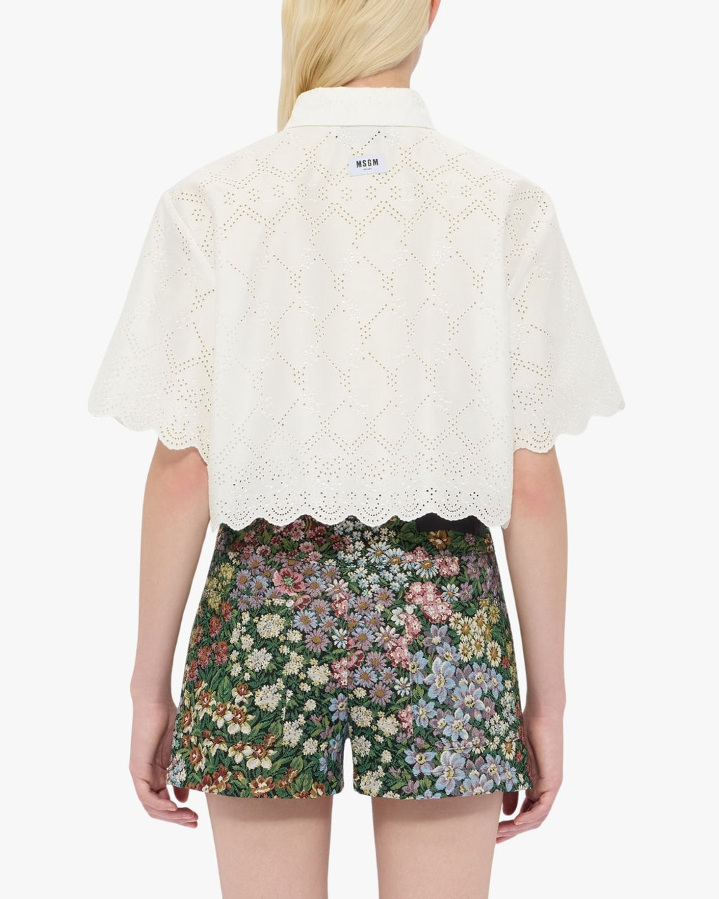 Camicia MSGM Off White con ricamo Sangallo