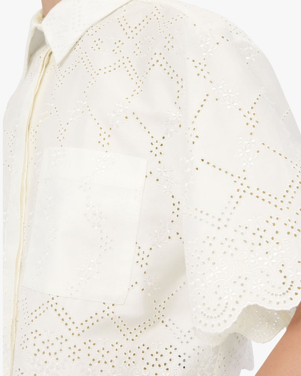 Camicia MSGM Off White con ricamo Sangallo
