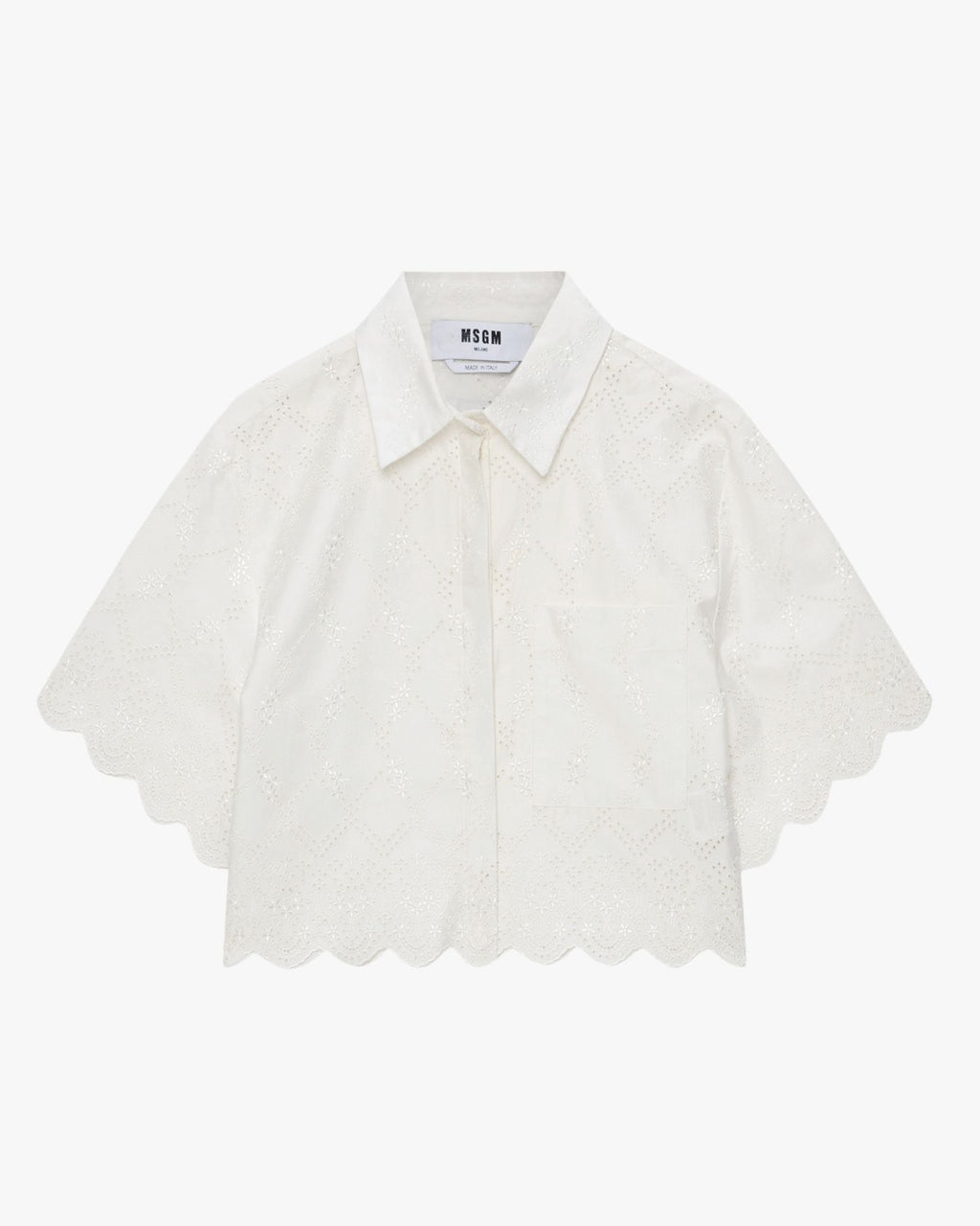 Camicia MSGM Off White con ricamo Sangallo