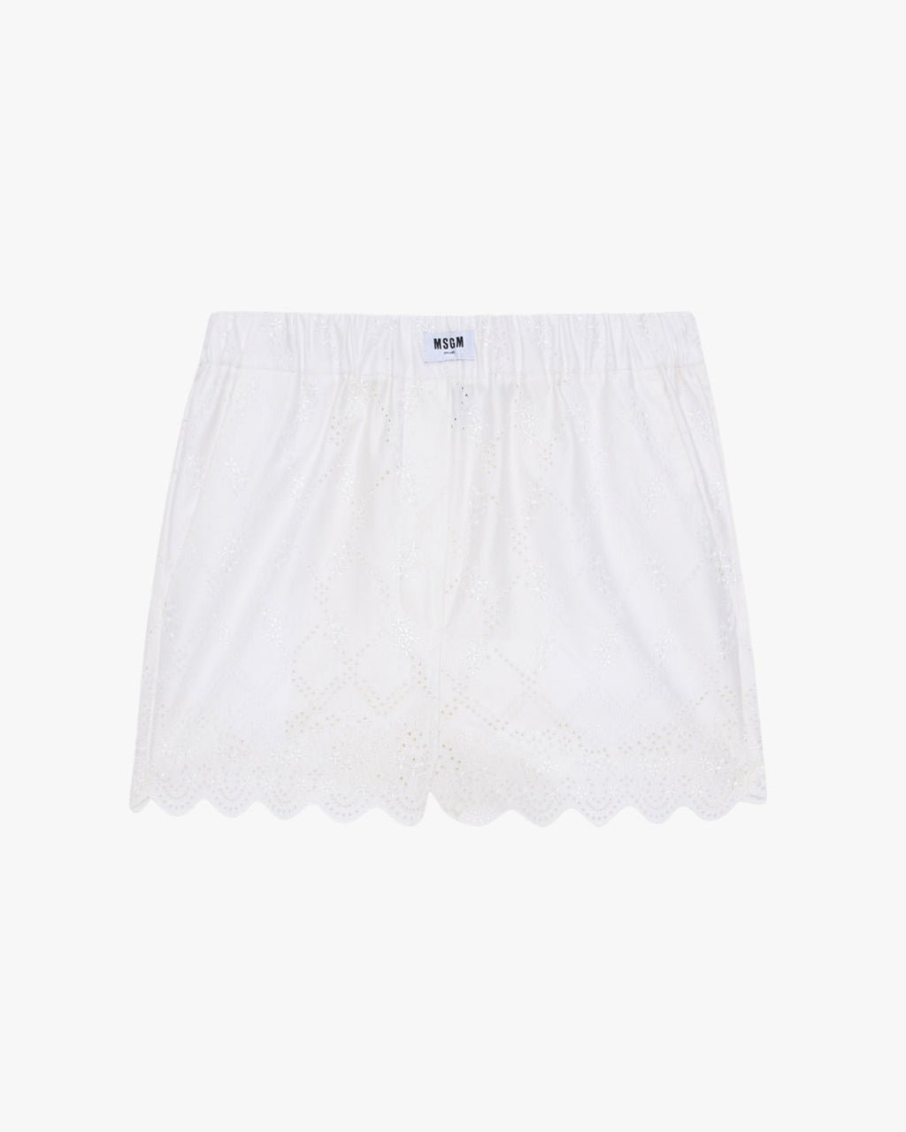 MSGM Off White Short With Sangallo Embroidery