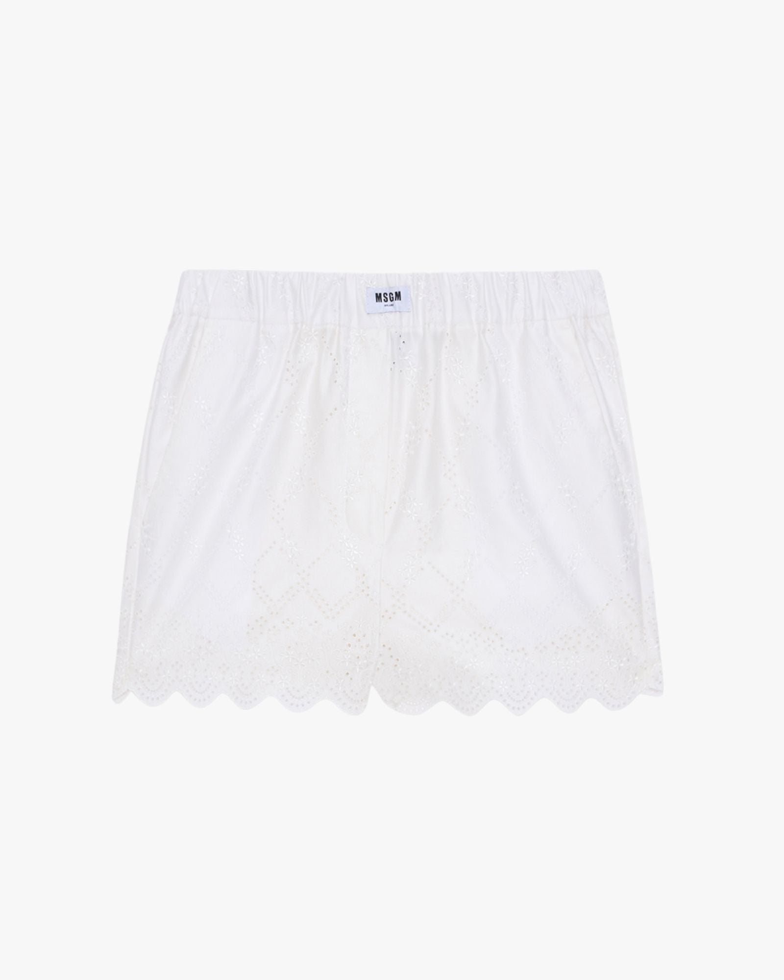 MSGM Off White Short With Sangallo Embroidery