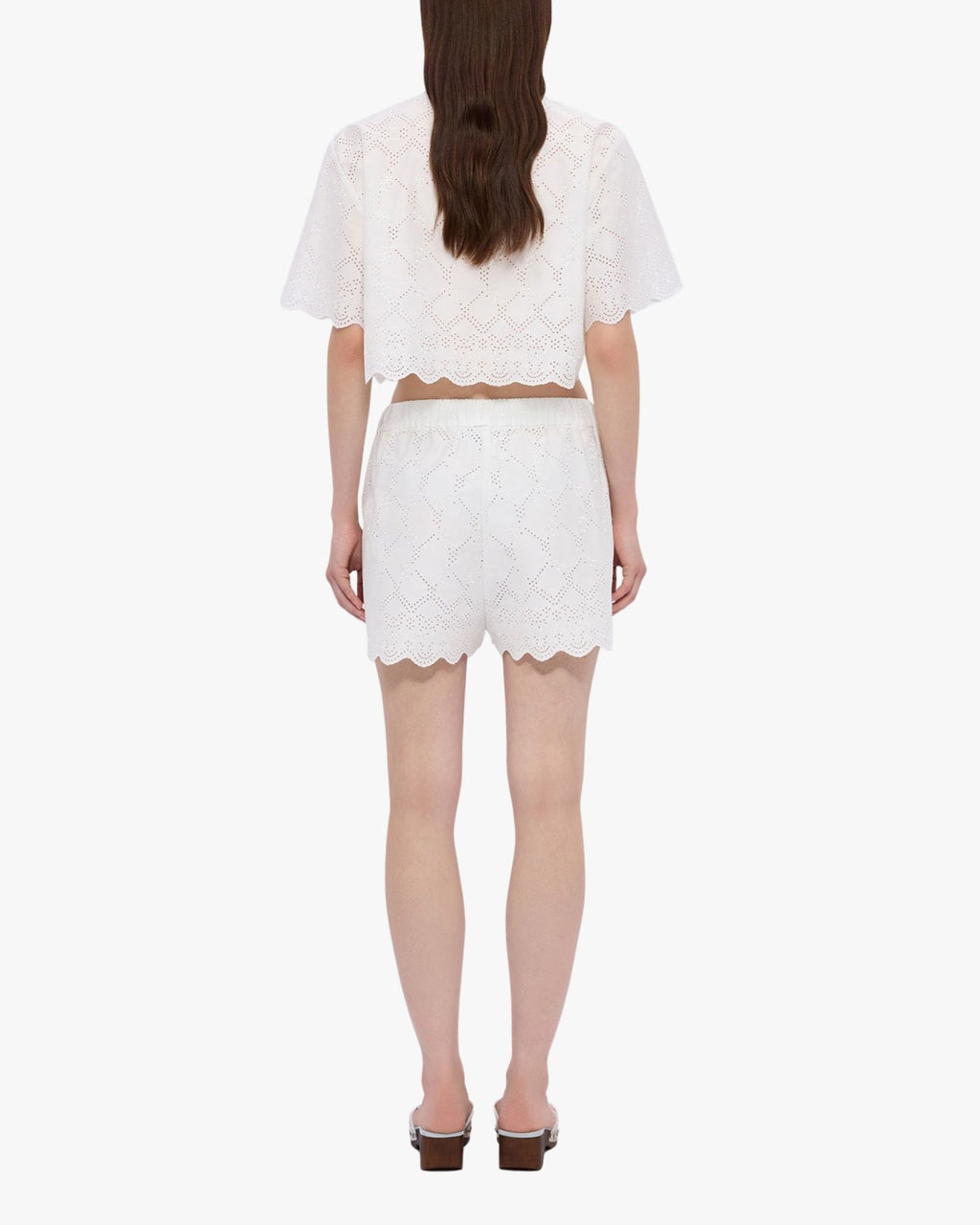 MSGM Off White Short With Sangallo Embroidery