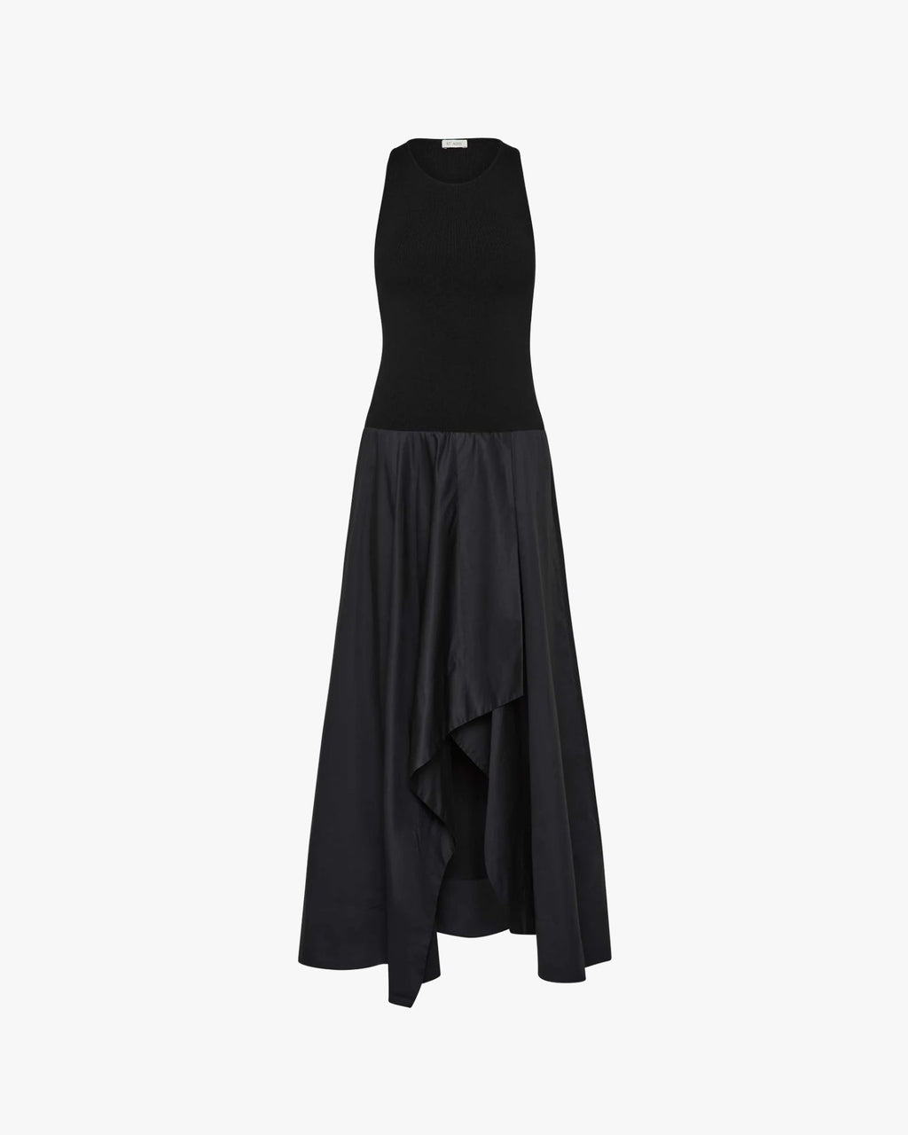 Knit Bodice Asymm Dress Black