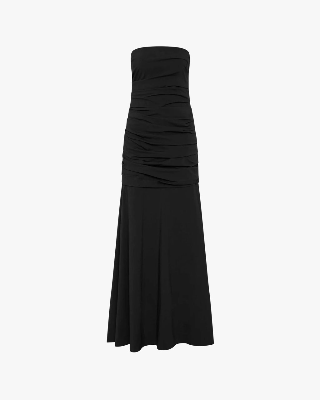 Gathered Strapless Longline Dress Black