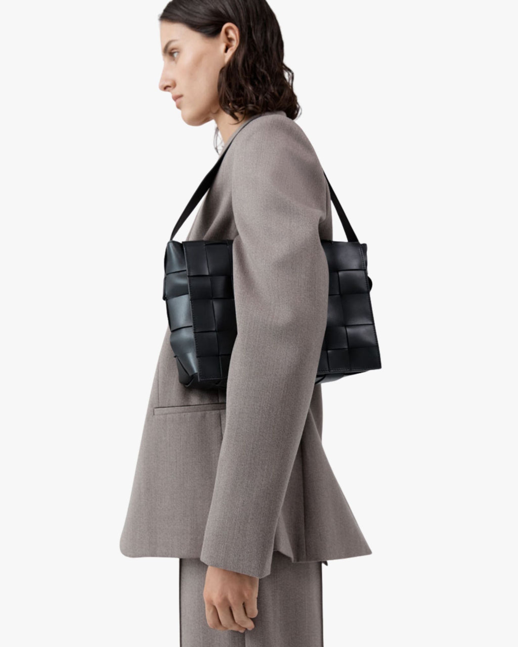 Woven Envelope Mini Tote Black