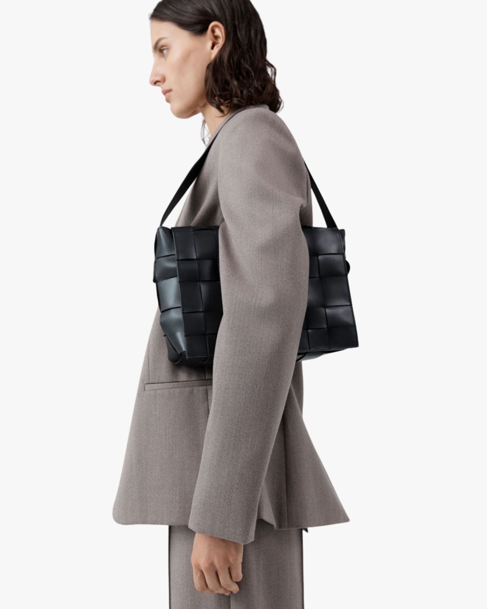 Woven Envelope Mini Tote Black