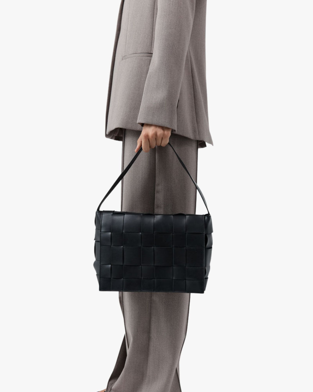 Woven Envelope Mini Tote Black