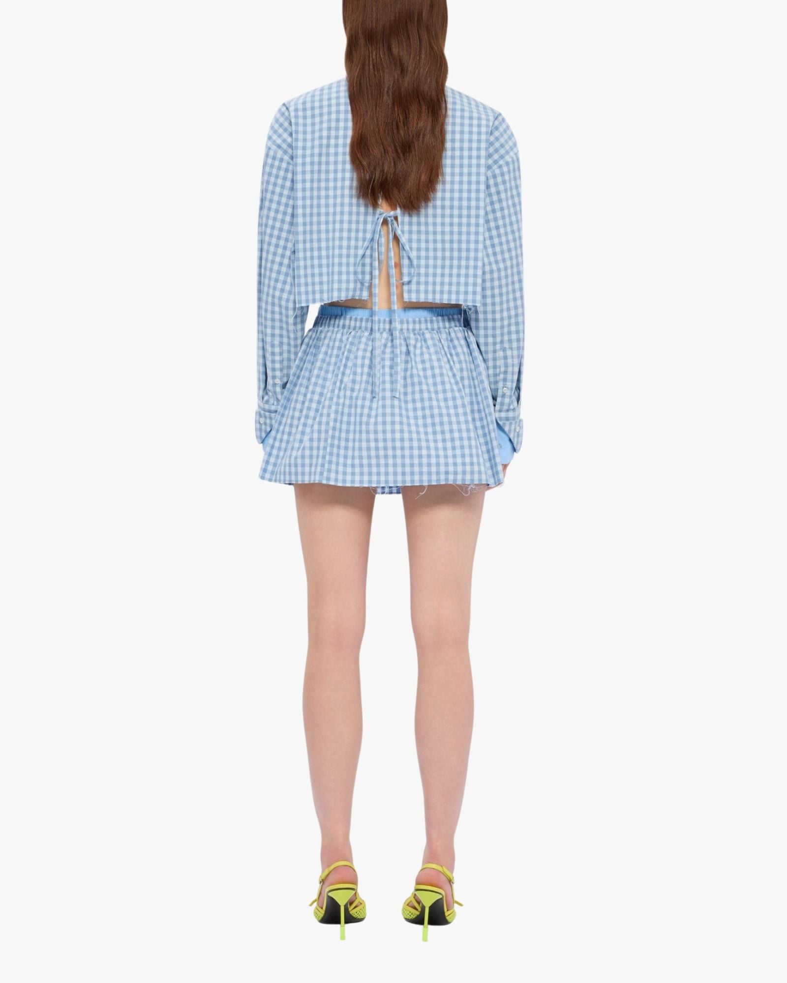 MSGM Micro-Check Light Blue Shorts