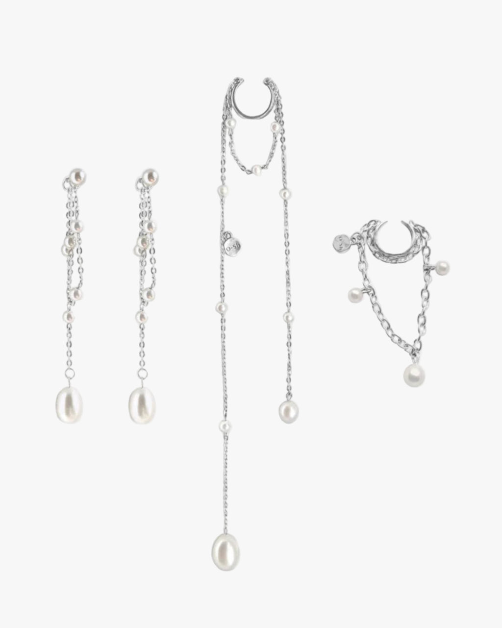 Ear Set Silver: Earrings and Ear Cuff Netique