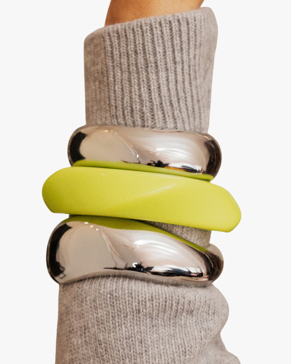 Bangles Set Lime Brown, Lime, Silver