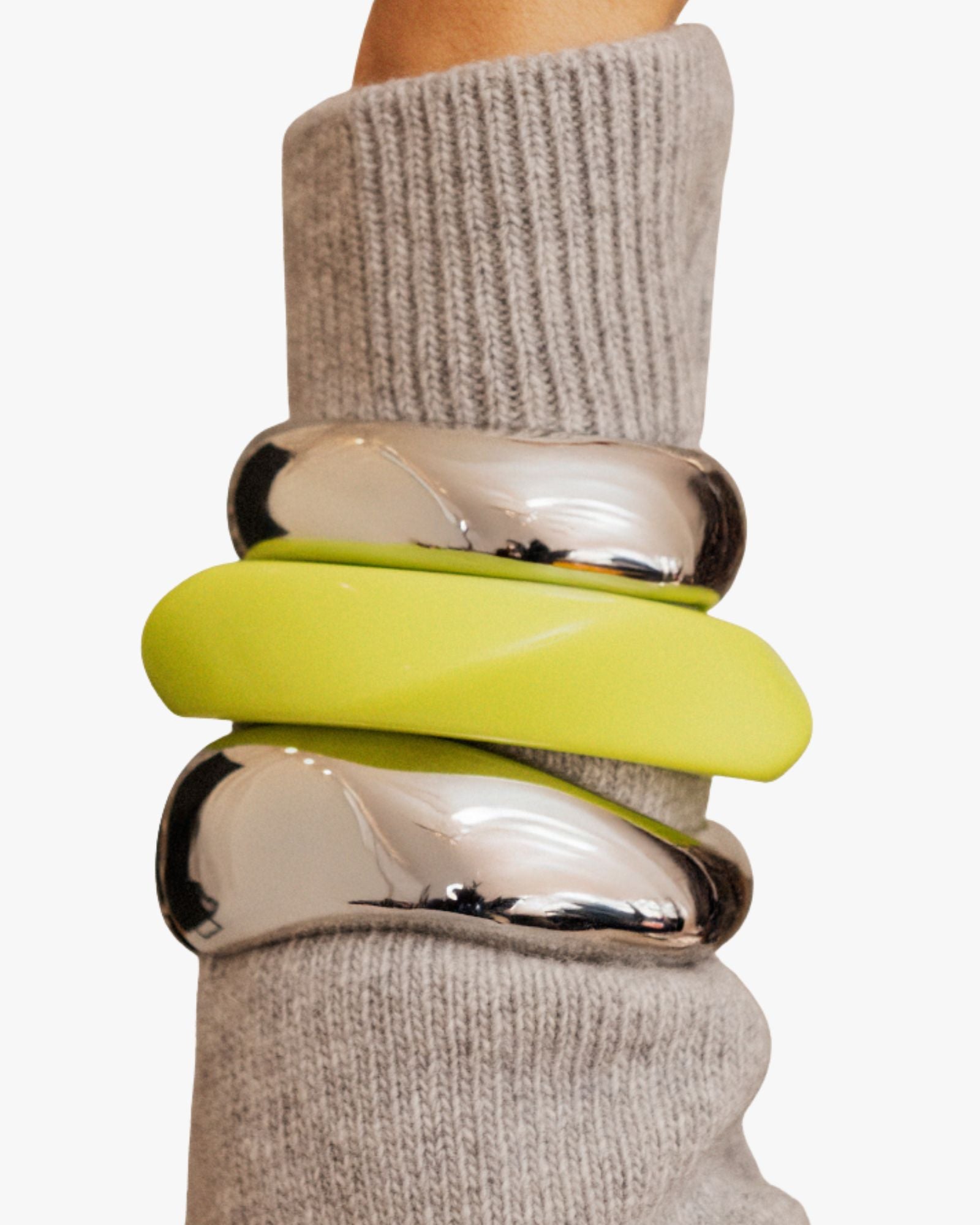 Bangles Set Lime Brown, Lime, Silver