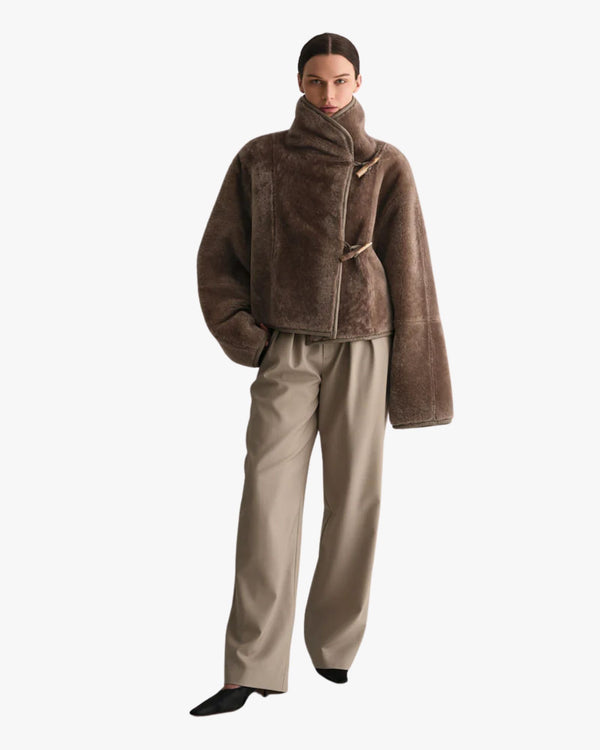 Hawk Sheep Leather Jacket Taupe