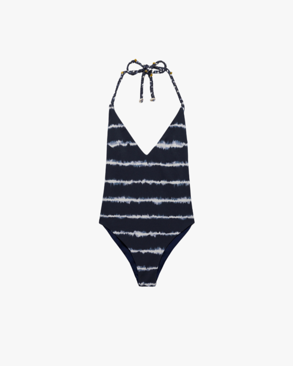 Braided Charm One Piece Swimsuit Midnight Shibori