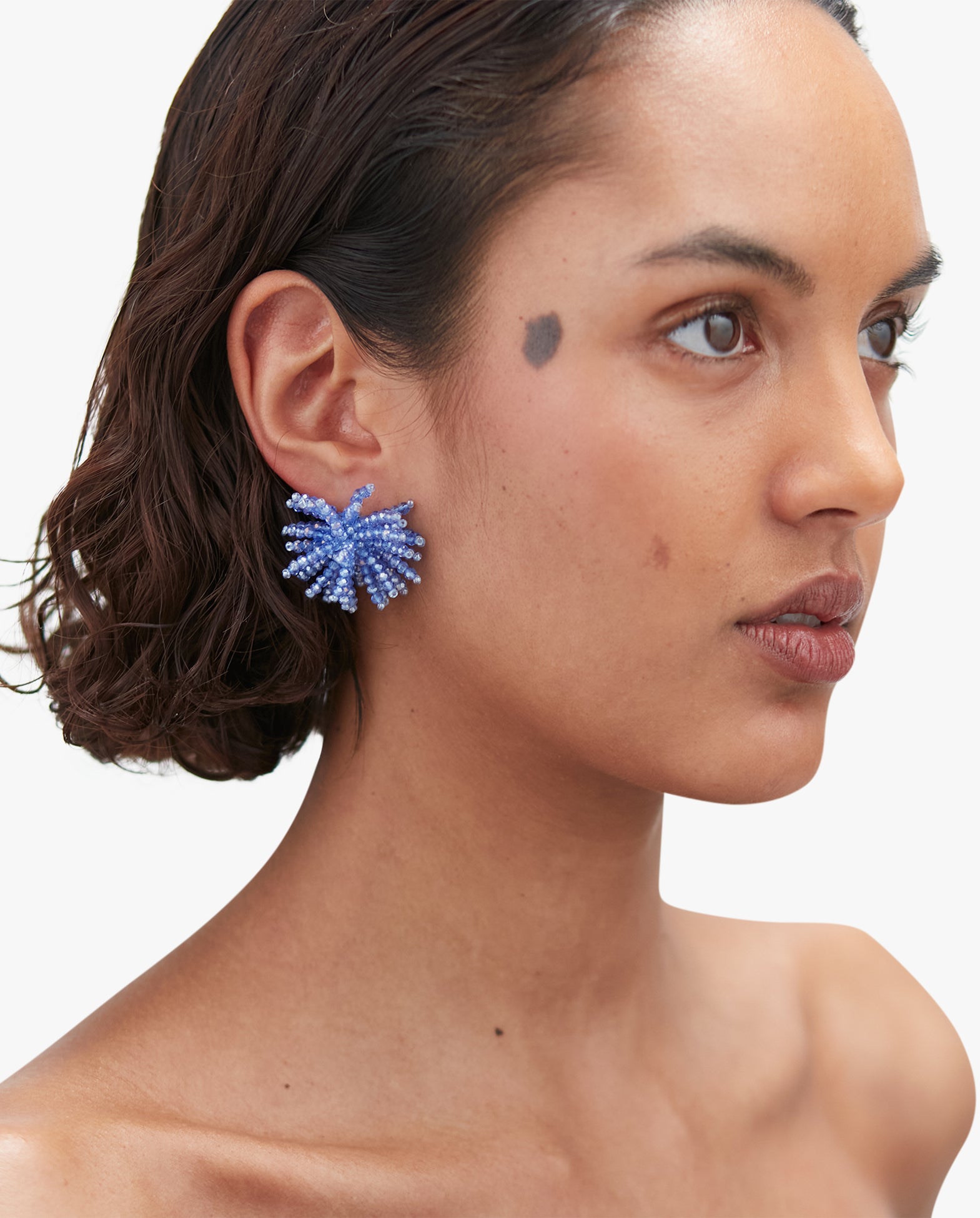 Pompom Earrings Blue
