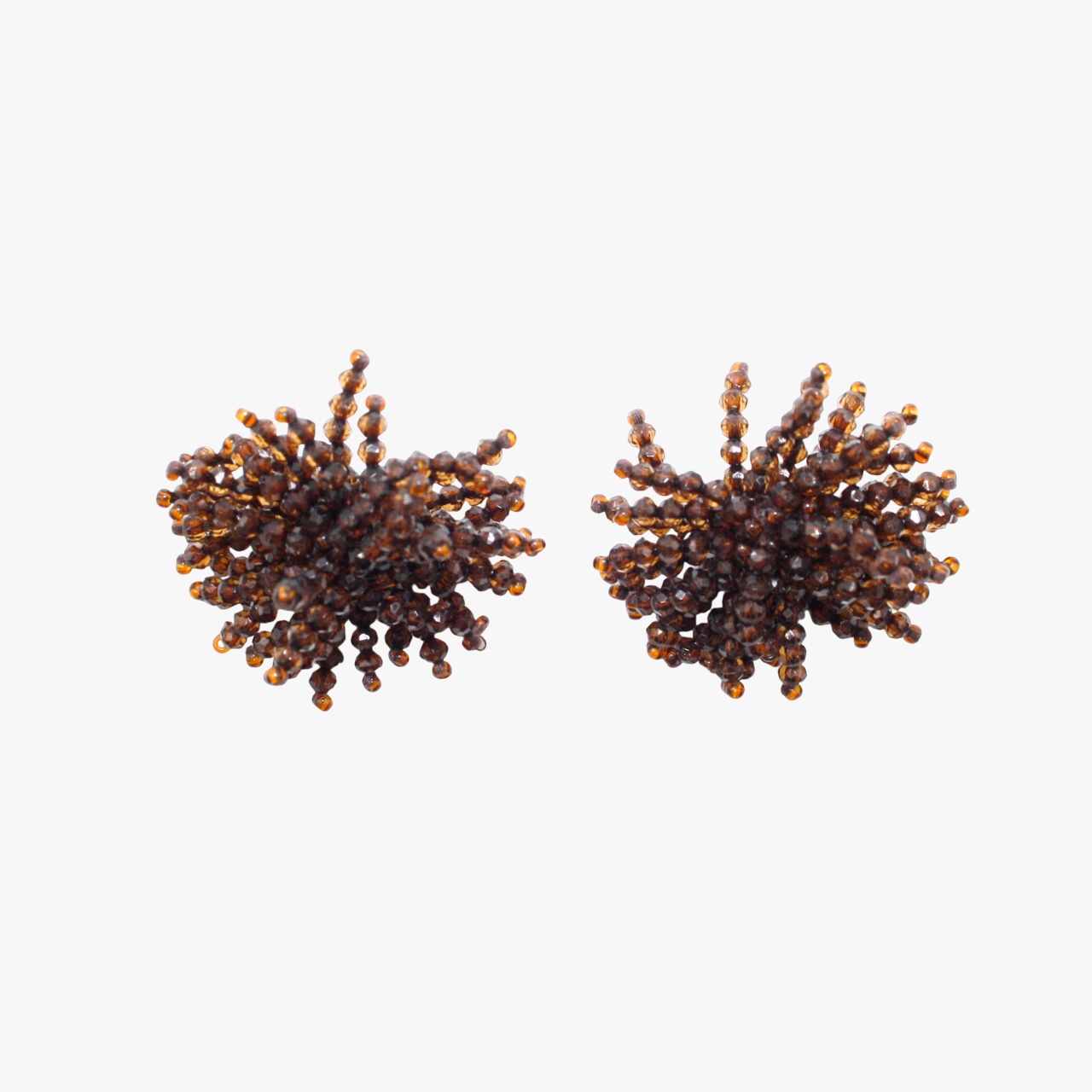 Pompom Earrings Brown